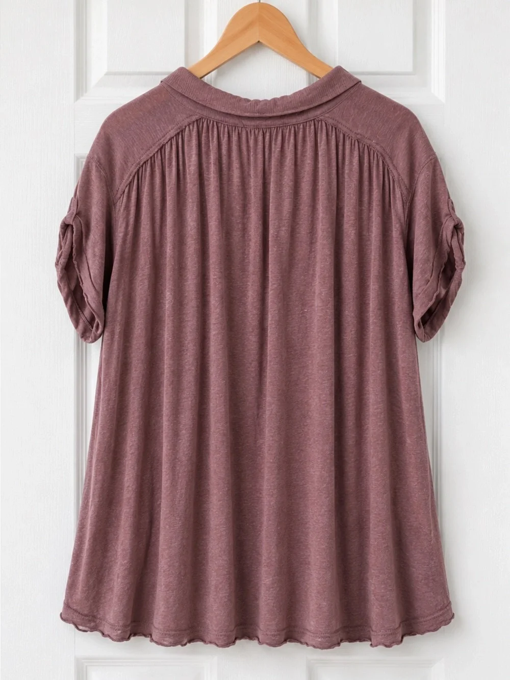 Free People Relaxed Boxy Earthy Taupe Oversized Linen Blend Blouse S Boho Beachy